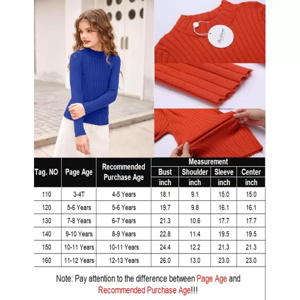 Arshiner Girls Shirts Half Turtleneck Long Sleeve Tops Casual Knitted Slim Fit Pullover Blouse Tee