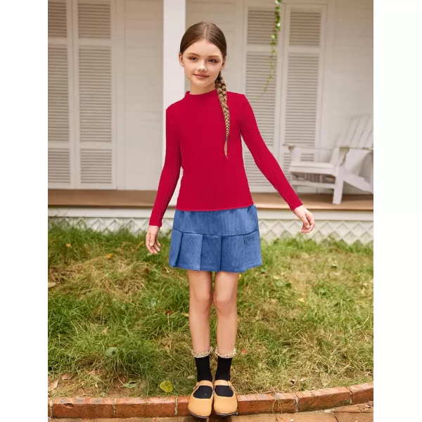 Arshiner Girls Shirts Half Turtleneck Long Sleeve Tops Casual Knitted Slim Fit Pullover Blouse Tee