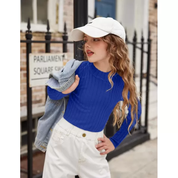Arshiner Girls Shirts Half Turtleneck Long Sleeve Tops Casual Knitted Slim Fit Pullover Blouse Tee