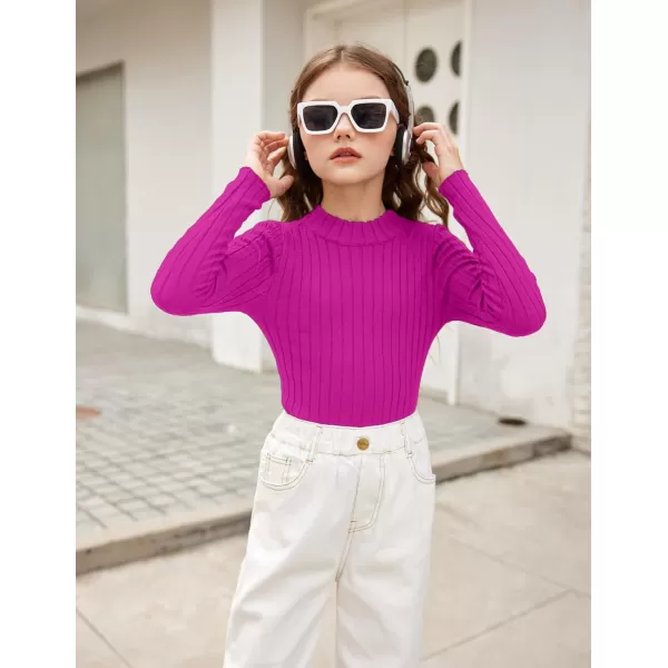 Arshiner Girls Shirts Half Turtleneck Long Sleeve Tops Casual Knitted Slim Fit Pullover Blouse Tee