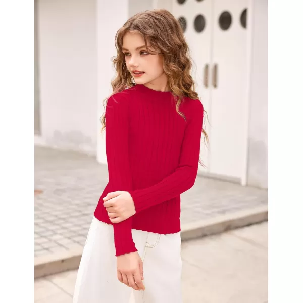 Arshiner Girls Shirts Half Turtleneck Long Sleeve Tops Casual Knitted Slim Fit Pullover Blouse Tee