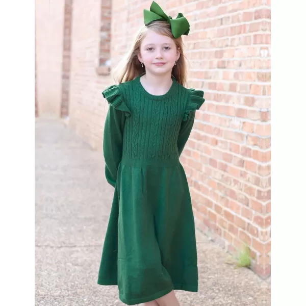 Arshiner Girls Sweater Dress Fall Winter Lantern Long Sleeve Cable Knit Pullover Midi Dresses