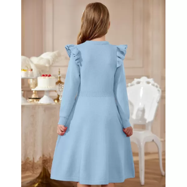Arshiner Girls Sweater Dress Fall Winter Lantern Long Sleeve Cable Knit Pullover Midi Dresses