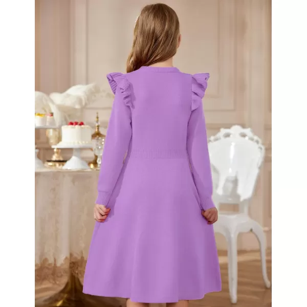 Arshiner Girls Sweater Dress Fall Winter Lantern Long Sleeve Cable Knit Pullover Midi Dresses