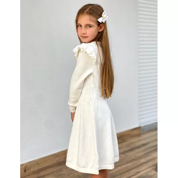 Arshiner Girls Sweater Dress Fall Winter Lantern Long Sleeve Cable Knit Pullover Midi Dresses