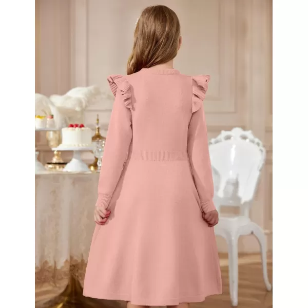 Arshiner Girls Sweater Dress Fall Winter Lantern Long Sleeve Cable Knit Pullover Midi Dresses