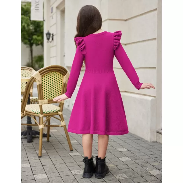Arshiner Girls Sweater Dress Fall Winter Lantern Long Sleeve Cable Knit Pullover Midi Dresses