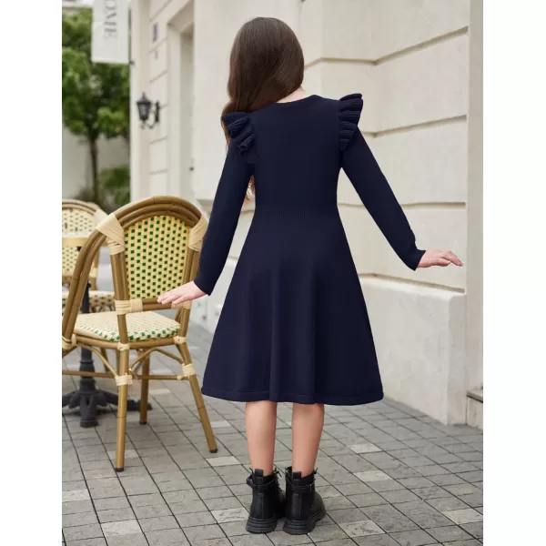 Arshiner Girls Sweater Dress Fall Winter Lantern Long Sleeve Cable Knit Pullover Midi Dresses