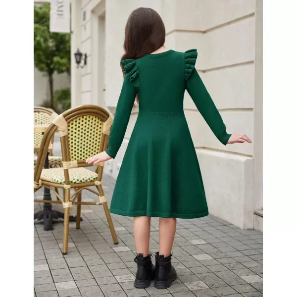 Arshiner Girls Sweater Dress Fall Winter Lantern Long Sleeve Cable Knit Pullover Midi Dresses