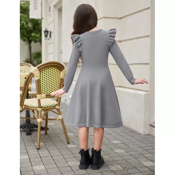 Arshiner Girls Sweater Dress Fall Winter Lantern Long Sleeve Cable Knit Pullover Midi Dresses