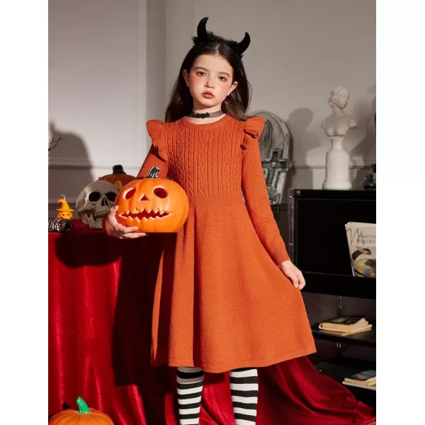 Arshiner Girls Sweater Dress Fall Winter Lantern Long Sleeve Cable Knit Pullover Midi Dresses
