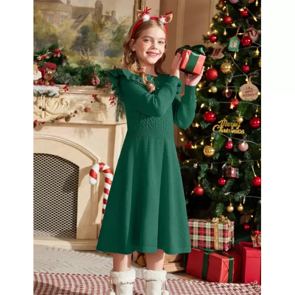 Arshiner Girls Sweater Dress Fall Winter Lantern Long Sleeve Cable Knit Pullover Midi Dresses