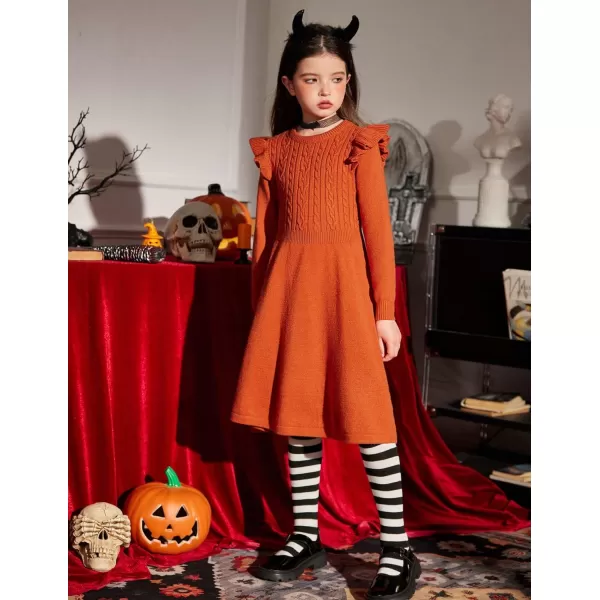 Arshiner Girls Sweater Dress Fall Winter Lantern Long Sleeve Cable Knit Pullover Midi Dresses