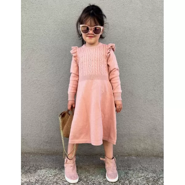 Arshiner Girls Sweater Dress Fall Winter Lantern Long Sleeve Cable Knit Pullover Midi Dresses