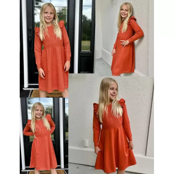 Arshiner Girls Sweater Dress Fall Winter Lantern Long Sleeve Cable Knit Pullover Midi Dresses