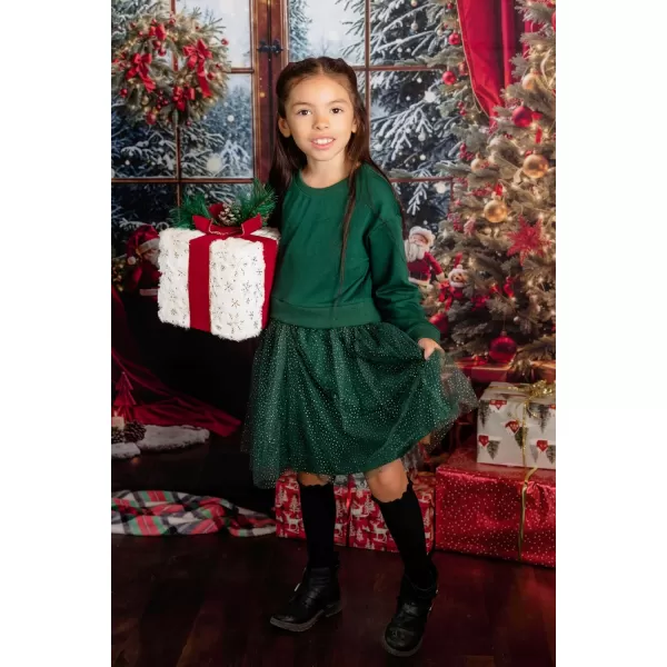 Arshiner Toddler Long Sleeve Dress Patchwork Tulle Tutu Girls Birthday Party Dresses Fall Clothes Size 2-6