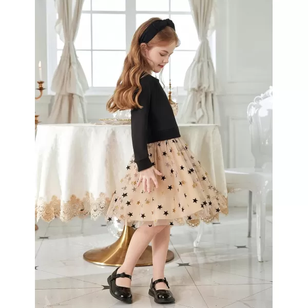 Arshiner Toddler Long Sleeve Dress Patchwork Tulle Tutu Girls Birthday Party Dresses Fall Clothes Size 2-6