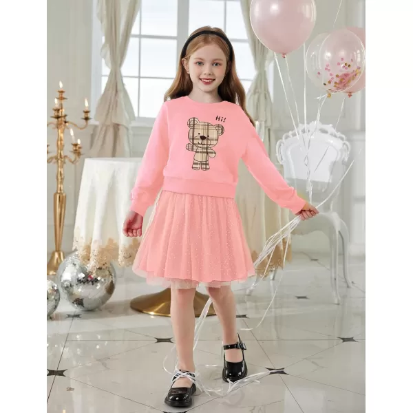 Arshiner Toddler Long Sleeve Dress Patchwork Tulle Tutu Girls Birthday Party Dresses Fall Clothes Size 2-6