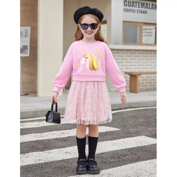 Arshiner Toddler Long Sleeve Dress Patchwork Tulle Tutu Girls Birthday Party Dresses Fall Clothes Size 2-6