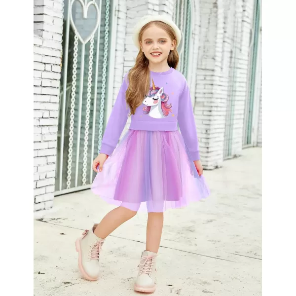 Arshiner Toddler Long Sleeve Dress Patchwork Tulle Tutu Girls Birthday Party Dresses Fall Clothes Size 2-6
