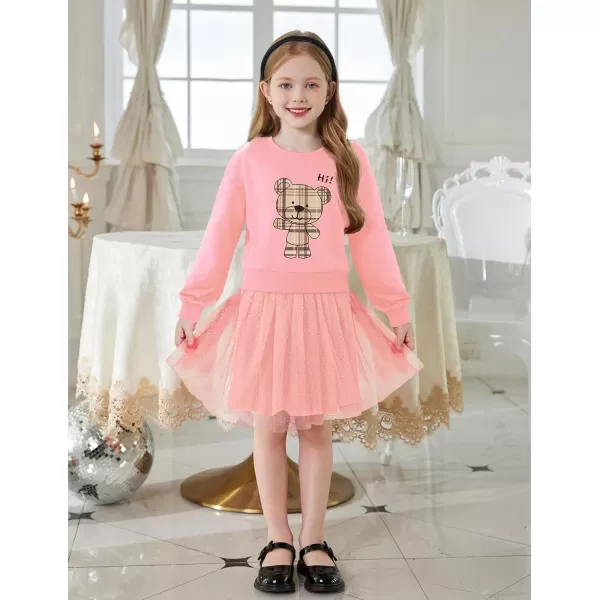 Arshiner Toddler Long Sleeve Dress Patchwork Tulle Tutu Girls Birthday Party Dresses Fall Clothes Size 2-6