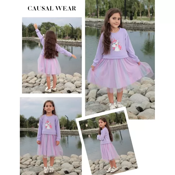 Arshiner Toddler Long Sleeve Dress Patchwork Tulle Tutu Girls Birthday Party Dresses Fall Clothes Size 2-6