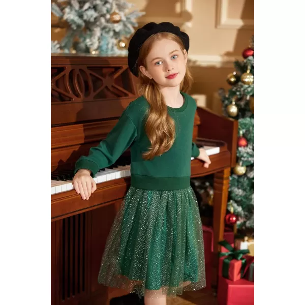Arshiner Toddler Long Sleeve Dress Patchwork Tulle Tutu Girls Birthday Party Dresses Fall Clothes Size 2-6