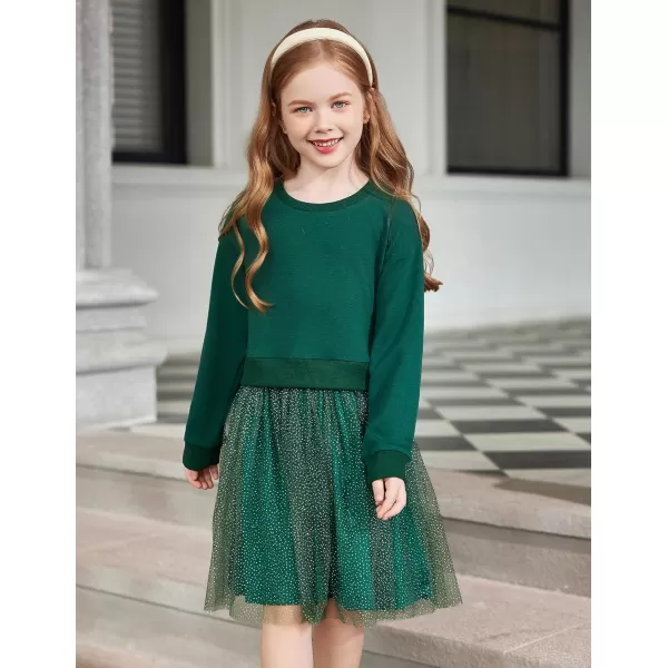 Arshiner Toddler Long Sleeve Dress Patchwork Tulle Tutu Girls Birthday Party Dresses Fall Clothes Size 2-6