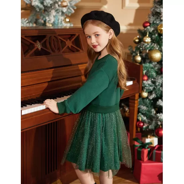 Arshiner Toddler Long Sleeve Dress Patchwork Tulle Tutu Girls Birthday Party Dresses Fall Clothes Size 2-6