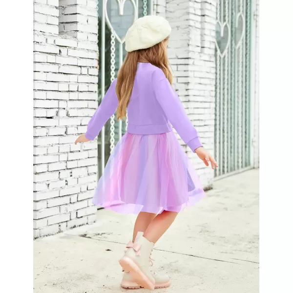 Arshiner Toddler Long Sleeve Dress Patchwork Tulle Tutu Girls Birthday Party Dresses Fall Clothes Size 2-6