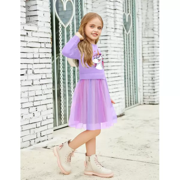 Arshiner Toddler Long Sleeve Dress Patchwork Tulle Tutu Girls Birthday Party Dresses Fall Clothes Size 2-6