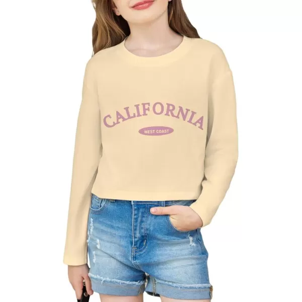Arshiner Girls Crop Tops Long Sleeve Shirts Drop Shoulder Crewneck Casual Fashion T Shirts Tee