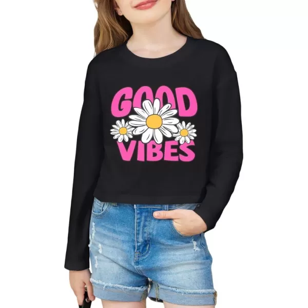 Arshiner Girls Crop Tops Long Sleeve Shirts Drop Shoulder Crewneck Casual Fashion T Shirts Tee
