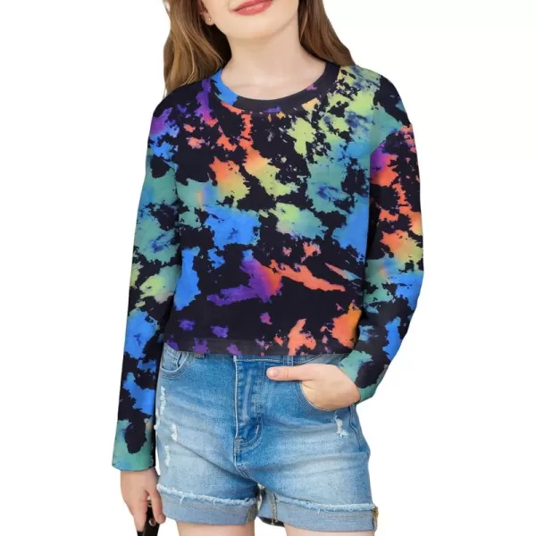 Arshiner Girls Crop Tops Long Sleeve Shirts Drop Shoulder Crewneck Casual Fashion T Shirts Tee