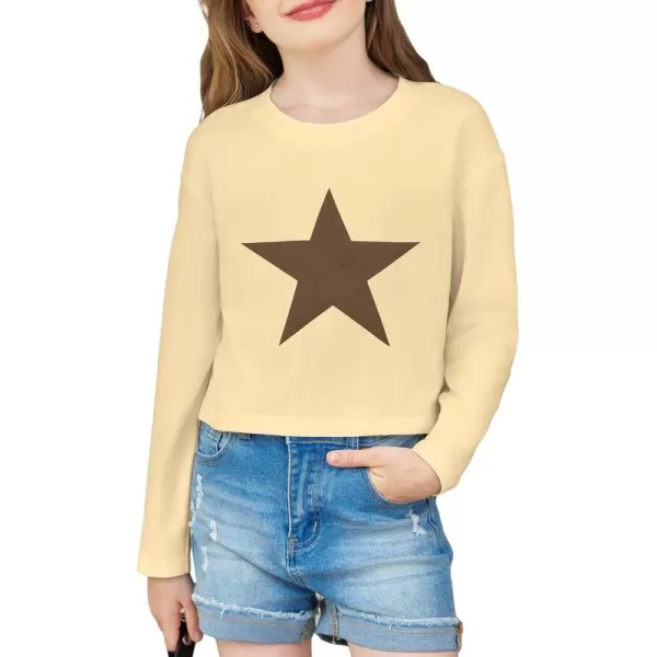 Arshiner Girls Crop Tops Long Sleeve Shirts Drop Shoulder Crewneck Casual Fashion T Shirts Tee