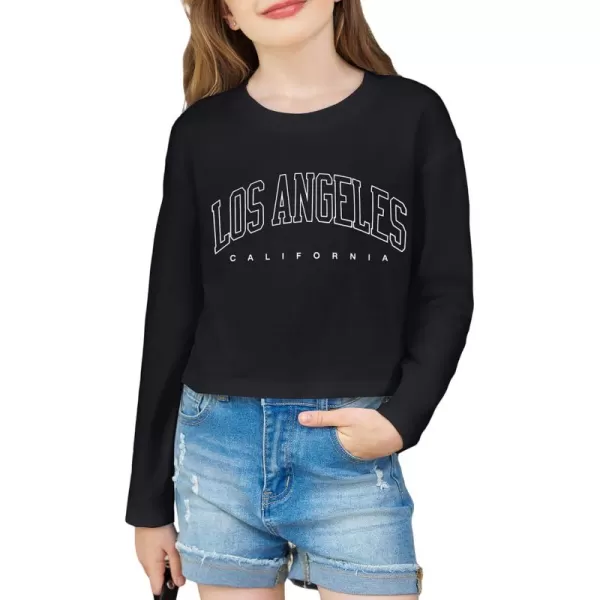 Arshiner Girls Crop Tops Long Sleeve Shirts Drop Shoulder Crewneck Casual Fashion T Shirts Tee