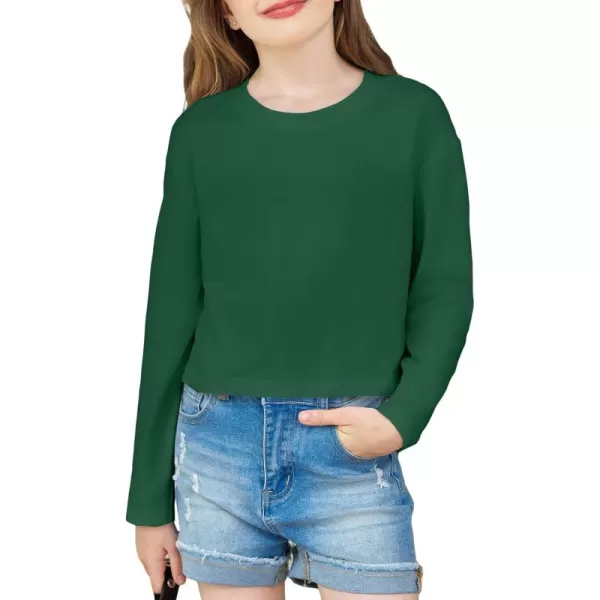 Arshiner Girls Crop Tops Long Sleeve Shirts Drop Shoulder Crewneck Casual Fashion T Shirts Tee