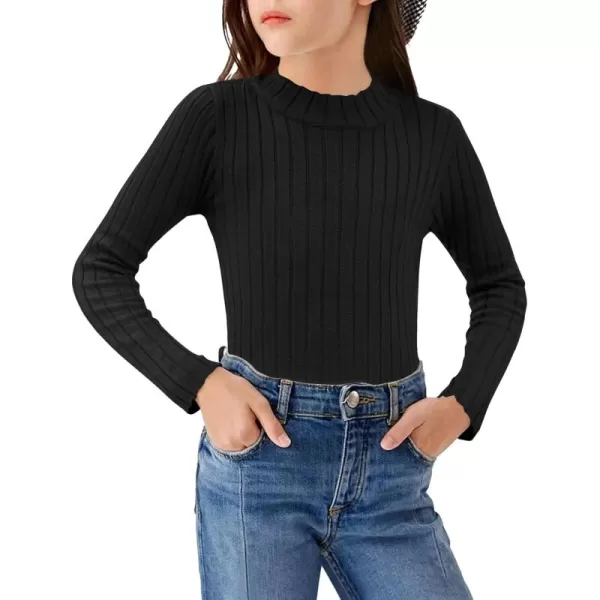 Arshiner Girls Shirts Half Turtleneck Long Sleeve Tops Casual Knitted Slim Fit Pullover Blouse Tee
