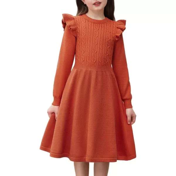 Arshiner Girls Sweater Dress Fall Winter Lantern Long Sleeve Cable Knit Pullover Midi Dresses