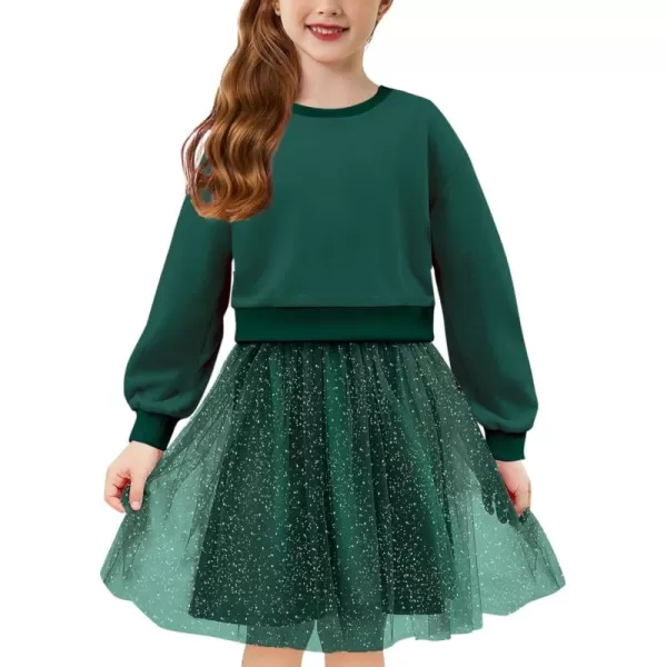 Arshiner Toddler Long Sleeve Dress Patchwork Tulle Tutu Girls Birthday Party Dresses Fall Clothes Size 2-6