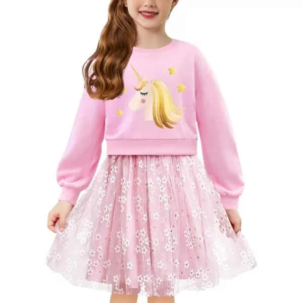 Arshiner Toddler Long Sleeve Dress Patchwork Tulle Tutu Girls Birthday Party Dresses Fall Clothes Size 2-6