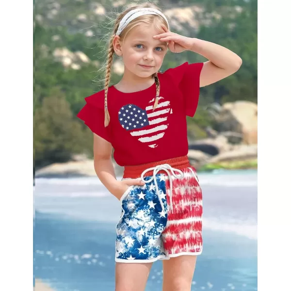 Arshiner 4th of July Shirt for Girl Patriotic American Flag Ruffle Short Sleeves Shirts Tops Tee Blouse