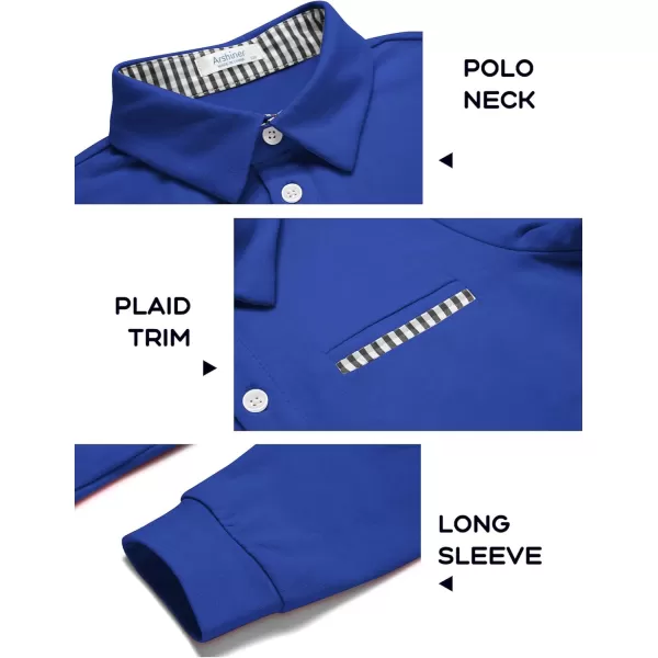 Arshiner Boy's Long Sleeve Plaid Trim Polo Shirt School Uniform Shirt with Pocket for 4-12 Years