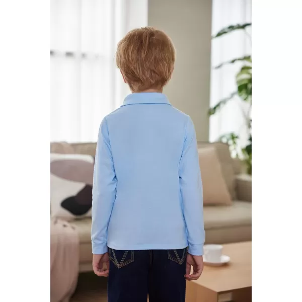Arshiner Boy's Long Sleeve Plaid Trim Polo Shirt School Uniform Shirt with Pocket for 4-12 Years