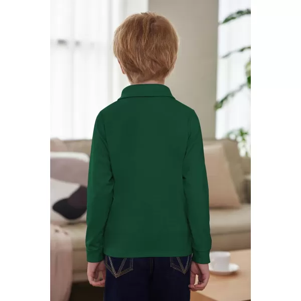 Arshiner Boy's Long Sleeve Plaid Trim Polo Shirt School Uniform Shirt with Pocket for 4-12 Years