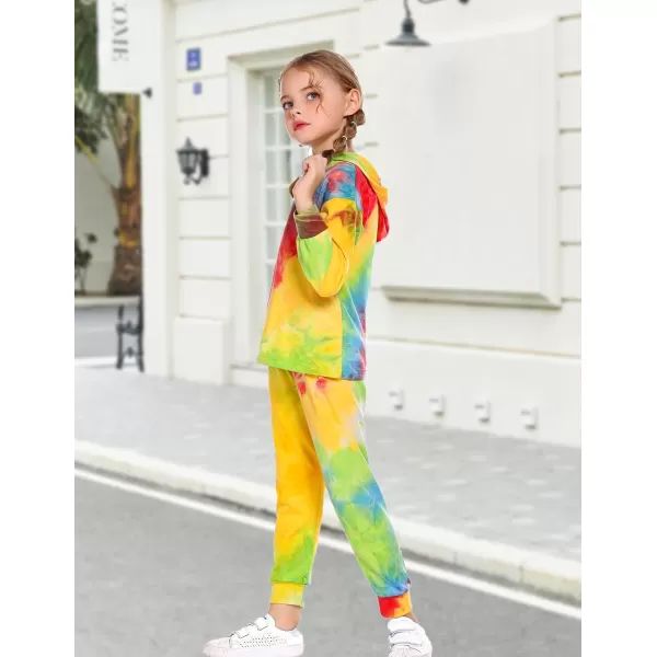 Arshiner Girl's 2 Piece Tie-dye Pullover Hooded Sweatshirt Set Sweatsuits and Sweatpants