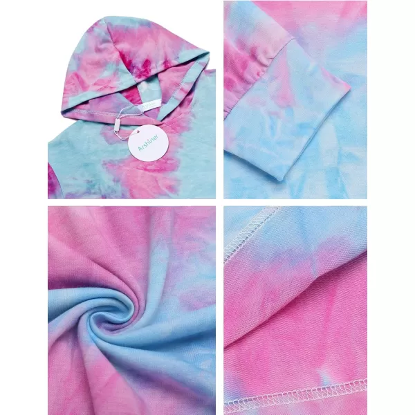 Arshiner Girl's 2 Piece Tie-dye Pullover Hooded Sweatshirt Set Sweatsuits and Sweatpants