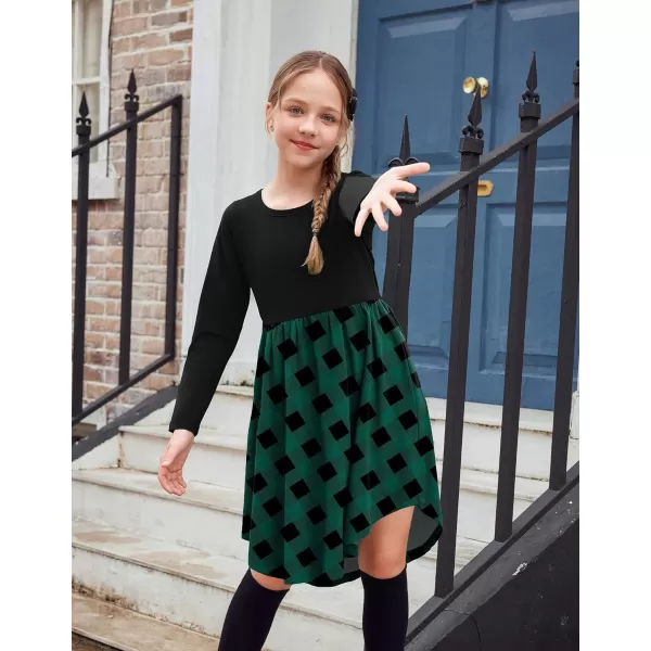 Arshiner Girls Dress Kids Holiday Casual Long Sleeve High Low Swing Midi Dresses