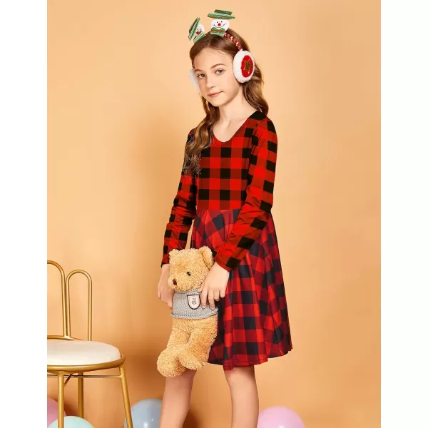 Arshiner Girls Dress Kids Holiday Casual Long Sleeve High Low Swing Midi Dresses