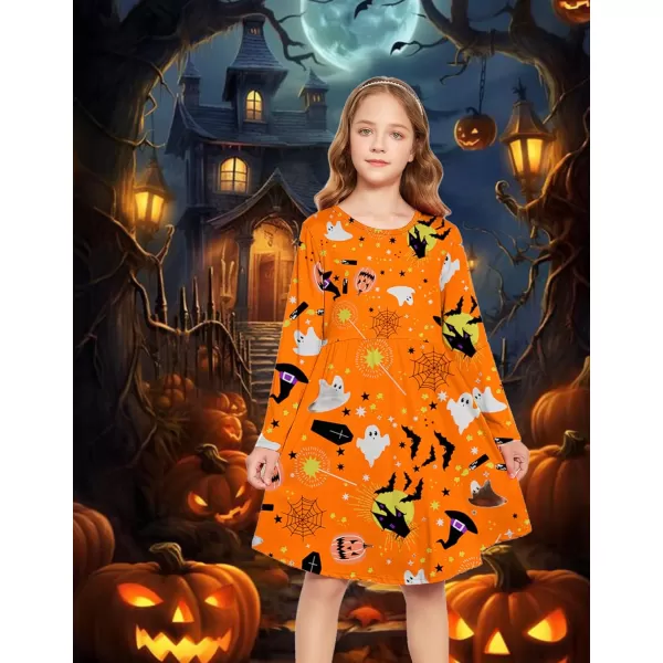 Arshiner Girls Dress Kids Holiday Casual Long Sleeve High Low Swing Midi Dresses